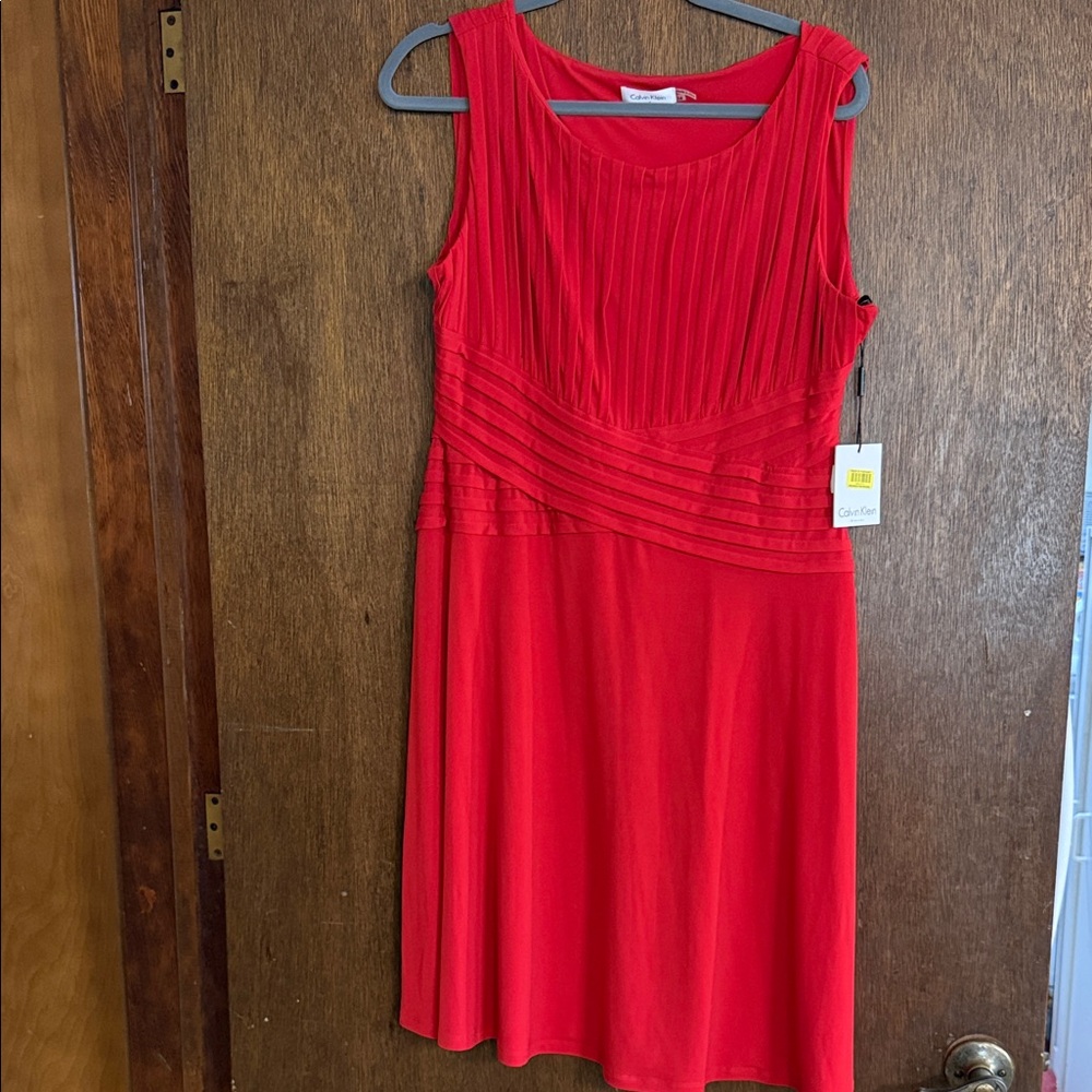 Calvin Klein Vibrant Red Midi Dress